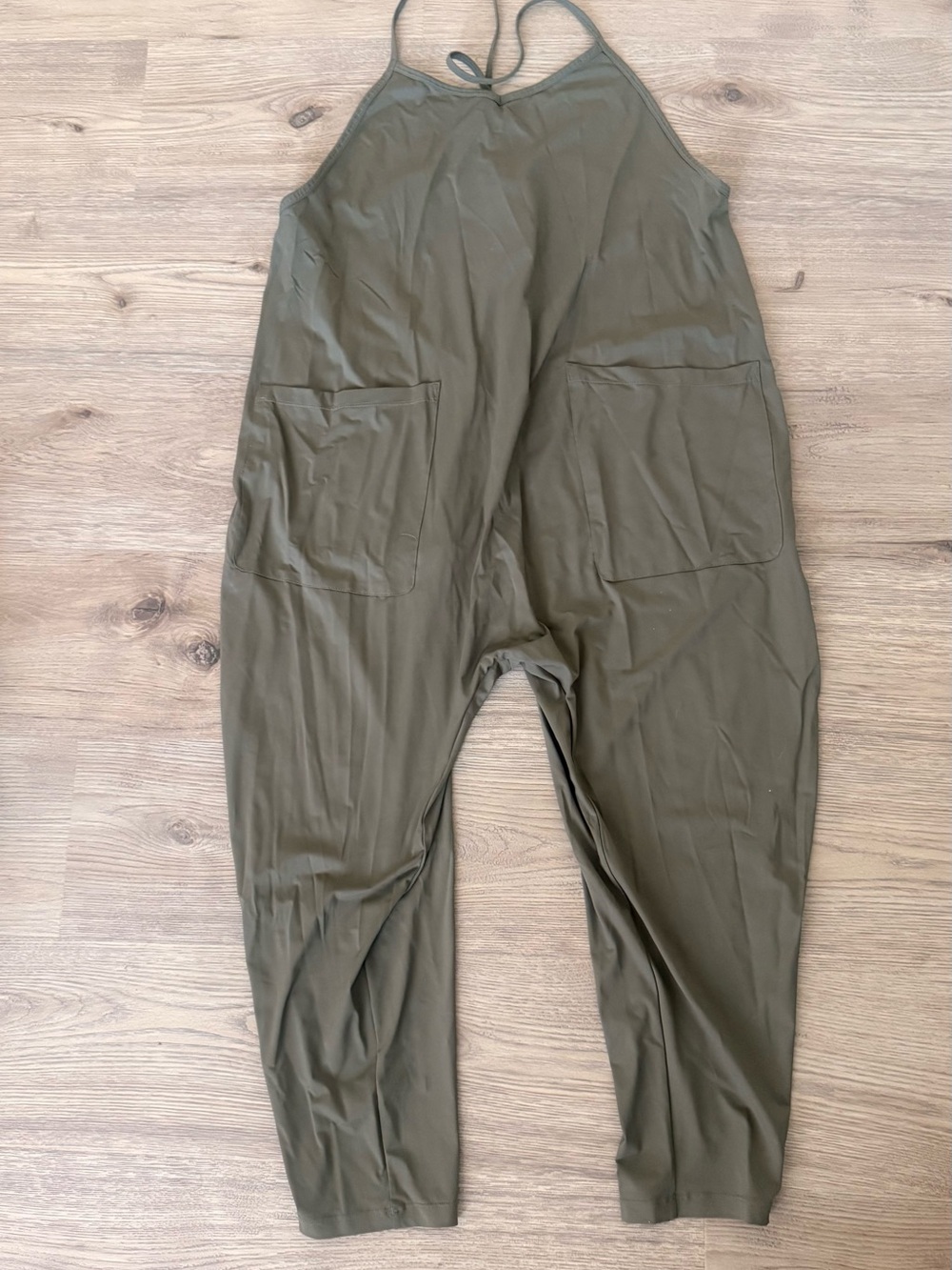 HALARA Olive Green Halter Pocket Jumpsuit